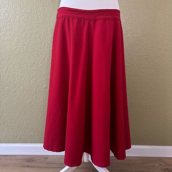 Rock Steady Women's 2X High Waist Thrills Skirt Red Retro 50's Style Swing Midi - Picture 1 of 6